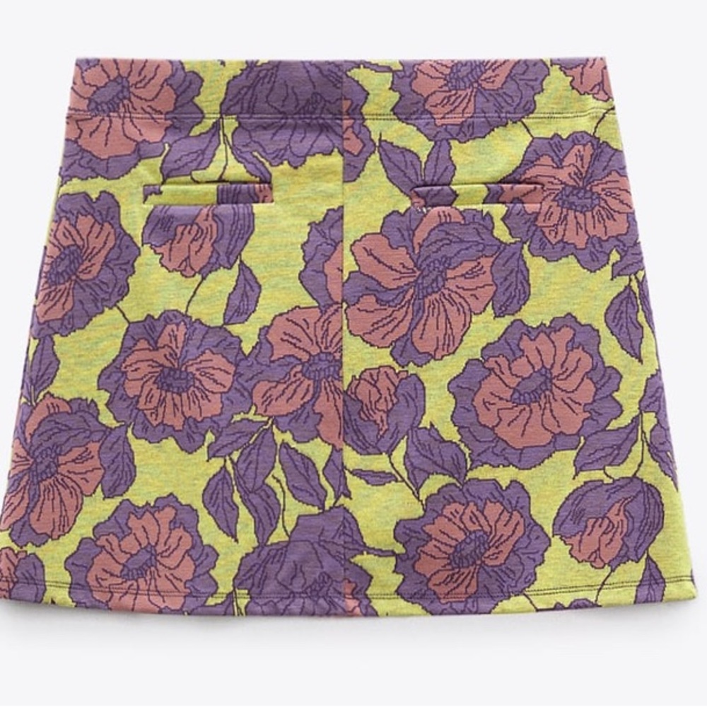 Zara Floral Jacquard Mini Skirt